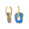 Серьги 821302 (Серебро, Янтарь синий тонированный, позолота 18 карат)