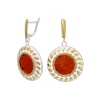 Серьги 821322 (Серебро, Янтарь красный, серебрение 999°/ позолота 18 карат)