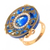 Кольцо 820315 (Серебро, Янтарь синий пигментный, preciosa, позолота), размер 17,0
