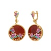 Серьги 821474 А (Серебро, Янтарь красный, эмаль, позолота 18 карат)