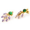 Серьги 821477 (Серебро, Янтарь изумрудный, эмаль, позолота 18 карат)