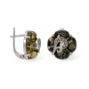 Серьги 821469 (Серебро, Янтарь зеленый, Марказит, серебрение 999°)
