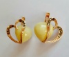 Серьги 821470 (Серебро, Янтарь белый, Марказит, позолота)