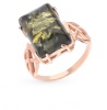 Кольцо 820138 (Серебро, Янтарь зеленый, позолота), размер 19,5