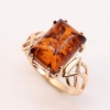 Кольцо 820138 (Золото, Янтарь красный), размер 21,5