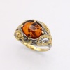 Кольцо 820870 (Серебро, Янтарь красный, черный родий/ позолота 18 карат), размер 22,0