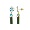 Серьги 821440 пусеты (Серебро, Янтарь малахитовый, Фианит, эмаль, позолота 18 карат)