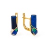 Серьги 821472 (Серебро, Янтарь синий пигментный, эмаль, позолота 18 карат)