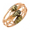Кольцо 820460 (Серебро, Янтарь зеленый, позолота), размер 17,0