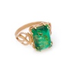 Кольцо 820138 (Серебро, Янтарь изумрудный, позолота), размер 21,5