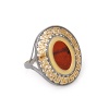 Кольцо 820327 (Серебро, Янтарь красный, черный родий/ позолота 18 карат), размер 17,0