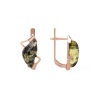 Серьги 821022 (Серебро, Янтарь изумрудный, позолота 18 карат)
