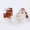 Серьги 821101 (Серебро, Янтарь красный, серебрение 999°)